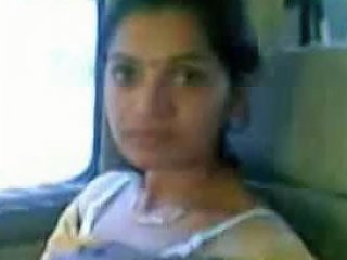 Petite Indian Brunette Wife In The Car Flashes Her Beautiful Boobs